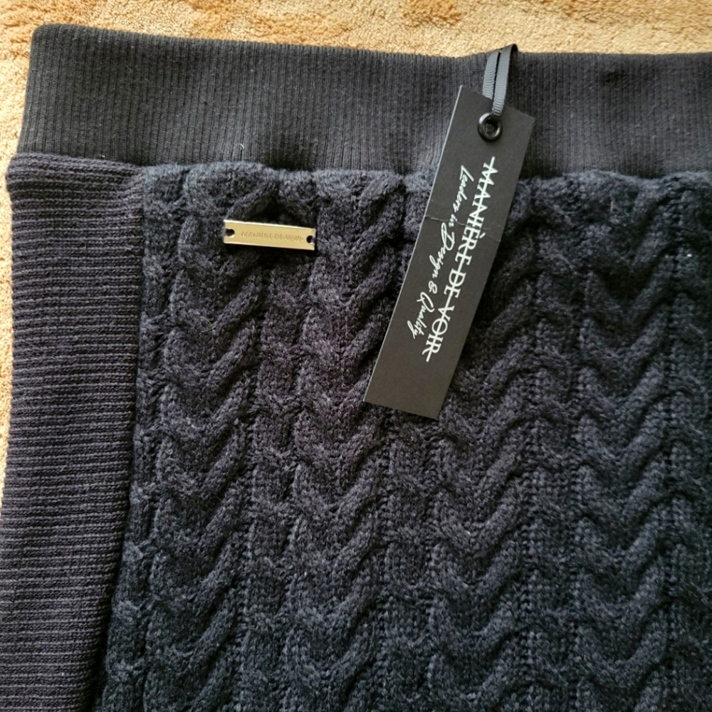 NWT Black Cable Knit Sweater Midi Skirt